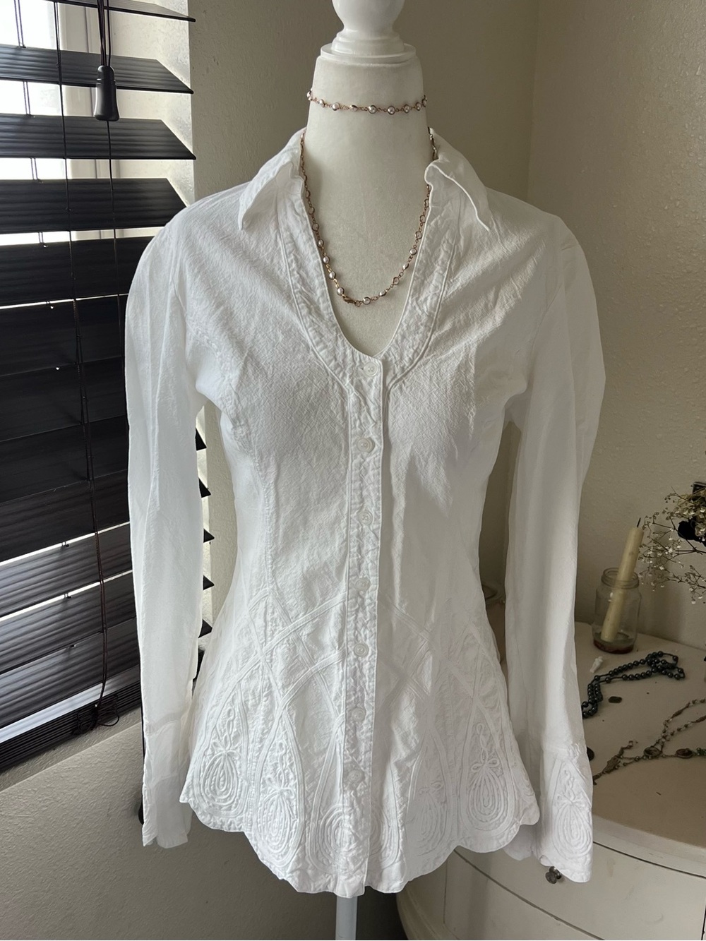 Women's White Down Shirt by Gretty Zueger